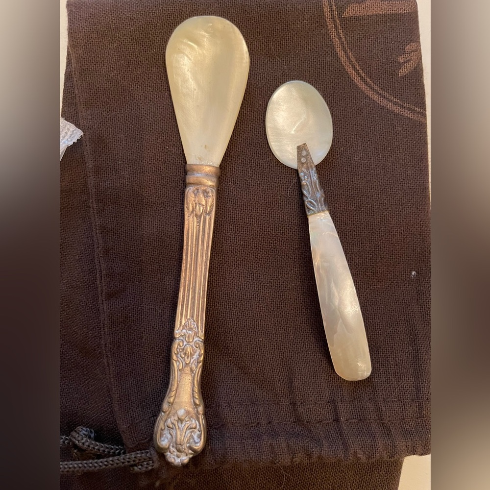 Antique mother of pearl serving spoons